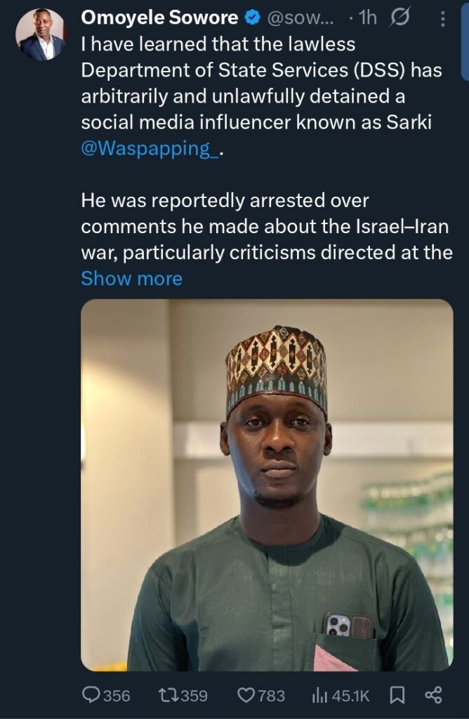 DSS arrests social media influencer over his comments on Israel-Iran war