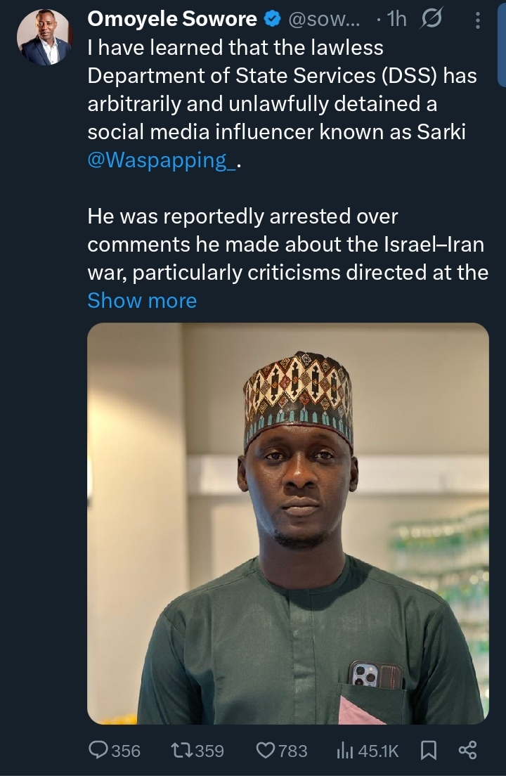 DSS arrests social media influencer over his comments on Israel-Iran war
