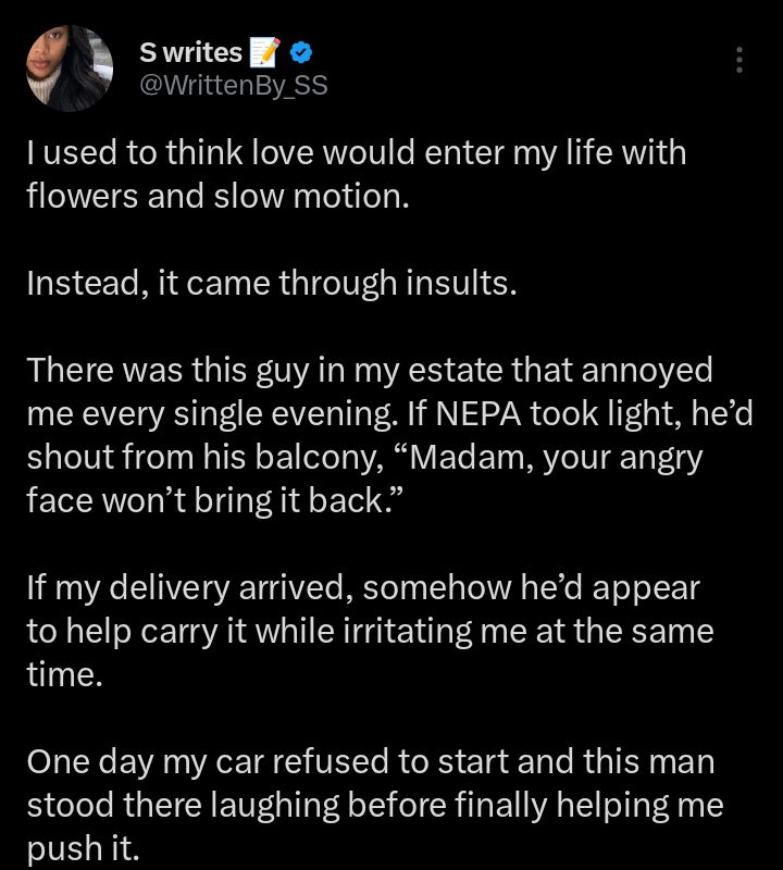 “I planned to hate him forever” — Lady shares how annoying neighbour became her boyfriend