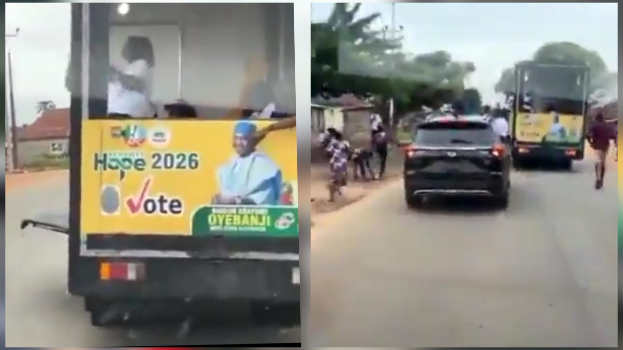 VIDEO: Moment APC throws loaves of bread to people on the road in Ekiti