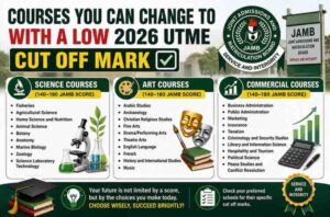 Courses you can change to with a low 2026 JAMB cut off mark