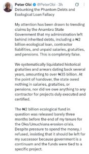 "If anybody can establish anything to the contrary, I will stop campaigning" &mdash; Peter Obi debunks Anambra debt claims