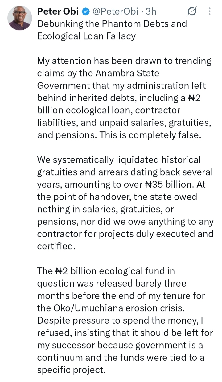 "If anybody can establish anything to the contrary, I will stop campaigning" — Peter Obi debunks Anambra debt claims